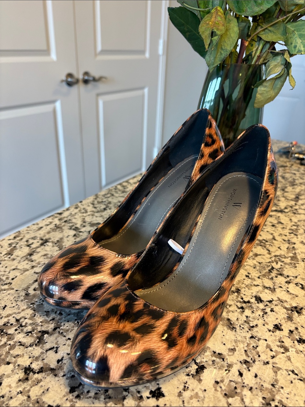 Worthington Leopard-Print Round-Toe Pumps - Tan & Black